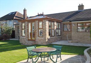 Brown orangery glazed extension