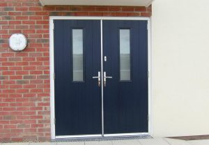 Detailed view of secure multi-point locking system in composite doors.