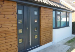 Detailed view of secure multi-point locking system in composite doors.