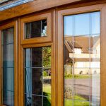 Oak Effect bay window with leaded bars